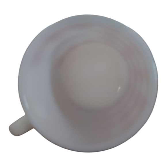 Vintage Milk Glass Grandma Mug Red Gingham Check Pattern – Retro Coffee Cup - Picture 3 of 4